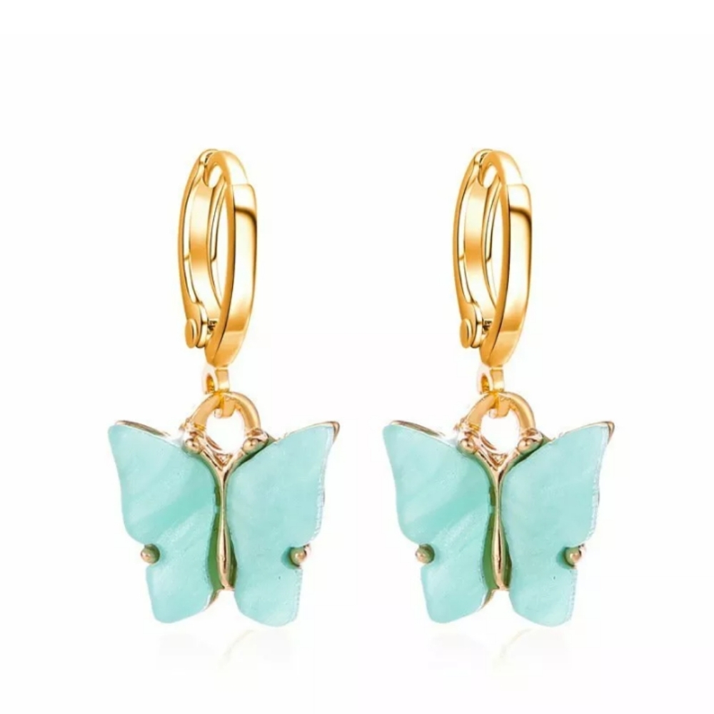 BUTTERFLY New Dainty Drop Pendant Huggie Style Pirced Ear Earrings - Picture 7 of 13